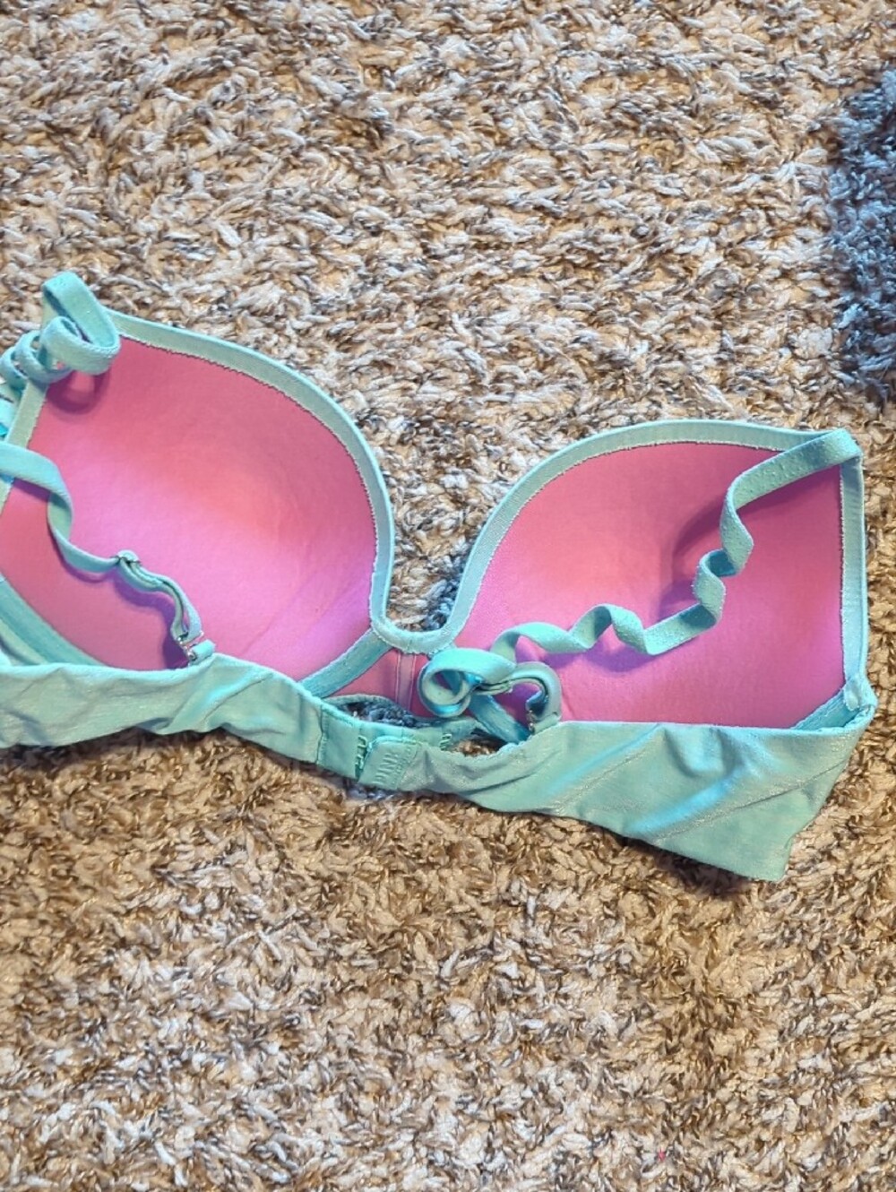 Pink Victoria's Secret Push-Up Bra - Pink, Magenta Print, Blue, Aqua - Picture 10 of 11